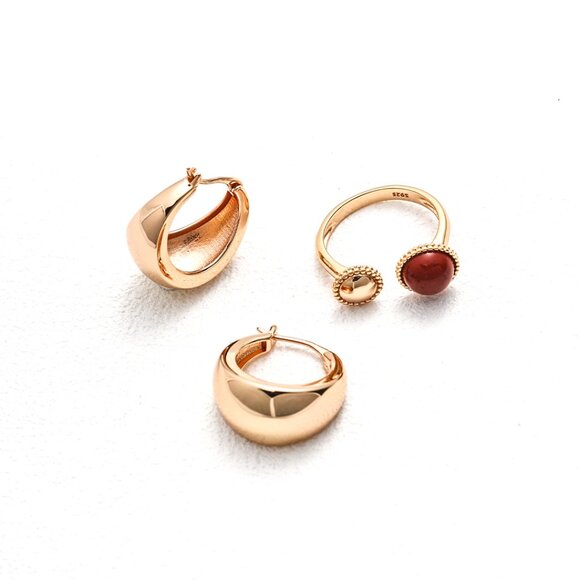 ✨ Artisan Original Design Minimalist Wide Dome Huggie Hoops | Sterling Silver - Picture 8 of 9